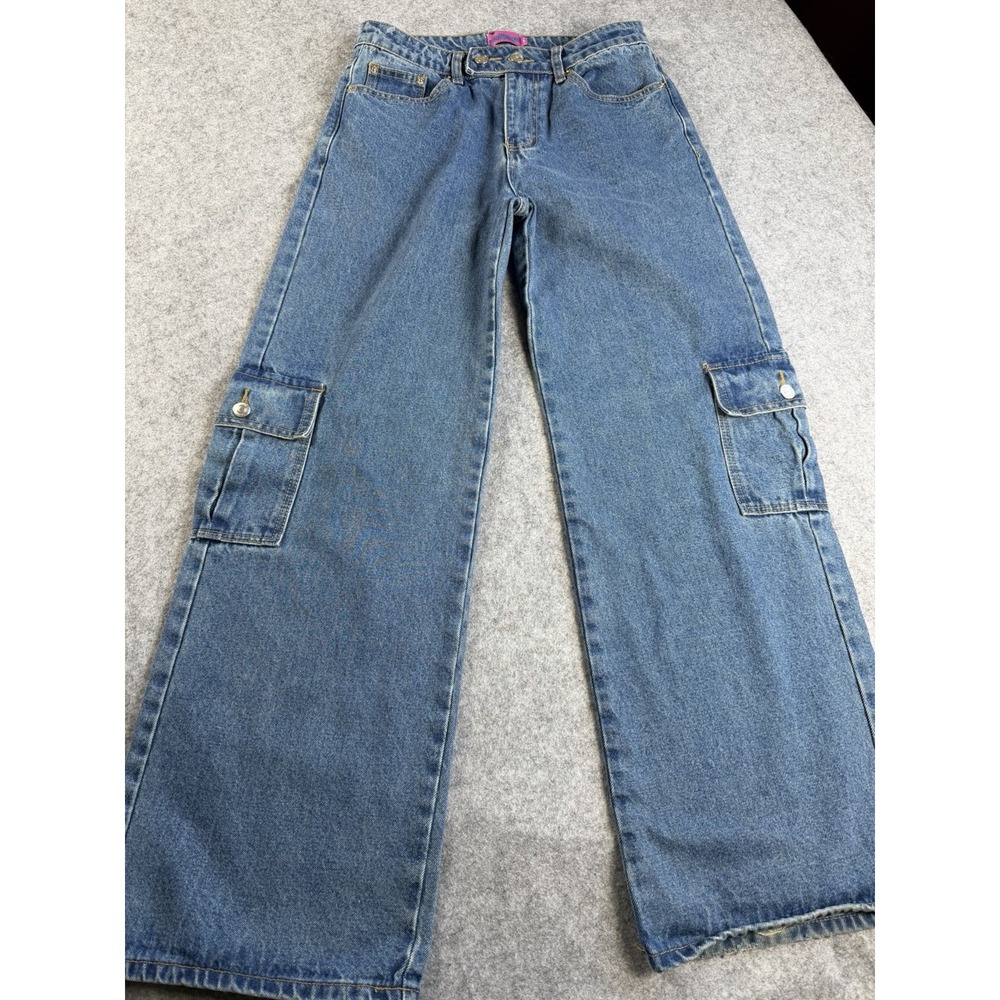 Edikted Women's M Wide Leg Heavy Baggy Streetwear Skater Cargo Pocket Jeans